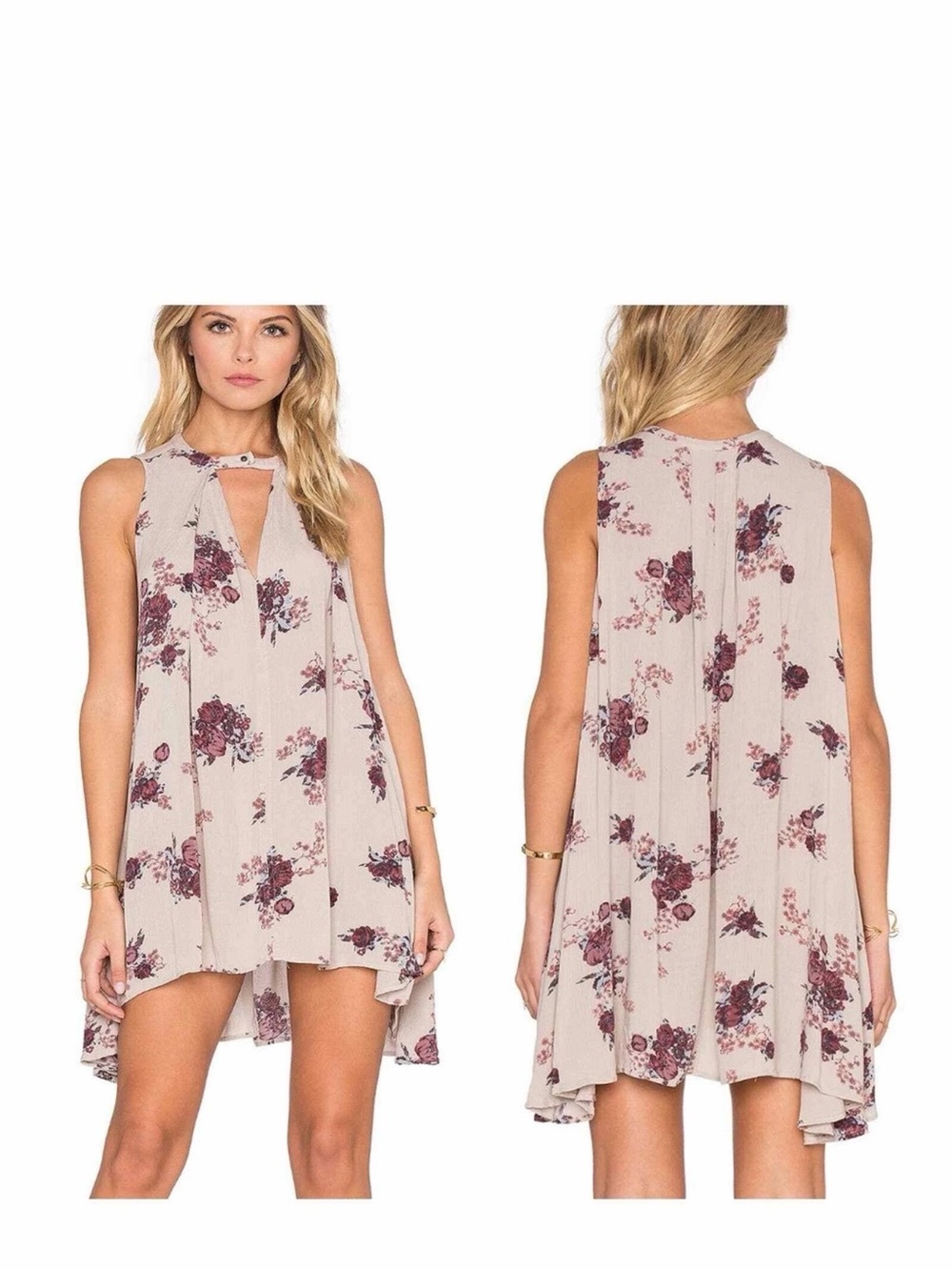 Free People Tree Swing Floral Tunic Mini Dress Sz Small EUC
